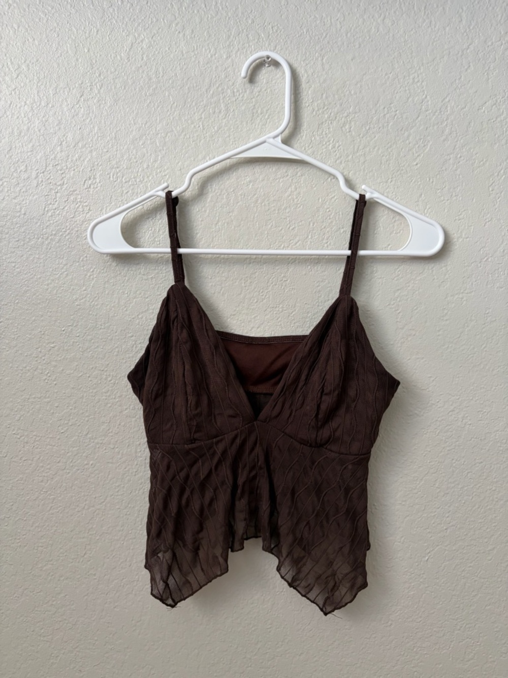 Small Dark Brown Flowy V-neck Cut Top